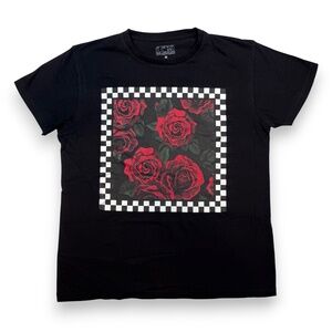 LCM International Rose Graphic Tee Size M – Black